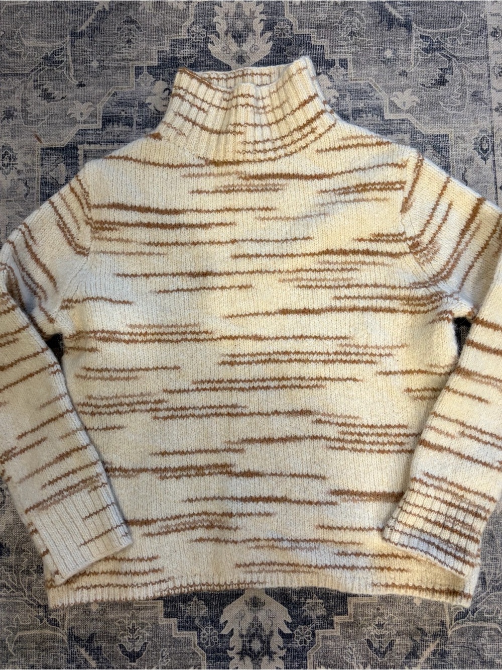 Banana Republic Cream and Brown Marled Turtleneck Sweater